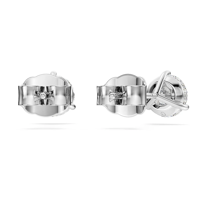 Eternity stud earrings, Lab-grown diamonds 2.0 ct tw, Round shape, 14K white gold by SWAROVSKI
