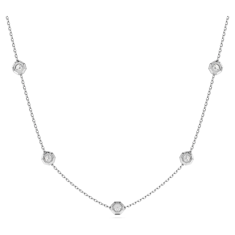Octagon necklace, Lab-grown diamonds 0.7 ct tw, Round shape, Sterling silver by SWAROVSKI