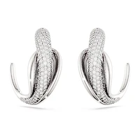 Swarovski Classica hoop earrings, Statement, Round cut, White, Sterling silver