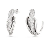 Swarovski Classica hoop earrings, Statement, Round cut, White, Sterling silver