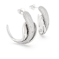 Swarovski Classica hoop earrings, Statement, Round cut, White, Sterling silver