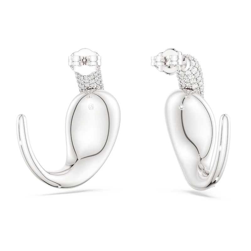 Swarovski Classica hoop earrings, Statement, Round cut, White, Sterling silver