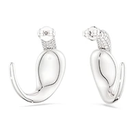 Swarovski Classica hoop earrings, Statement, Round cut, White, Sterling silver
