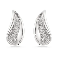 Swarovski Classica clip earrings, Statement, Round cut, White, Sterling silver