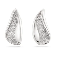 Swarovski Classica clip earrings, Statement, Round cut, White, Sterling silver