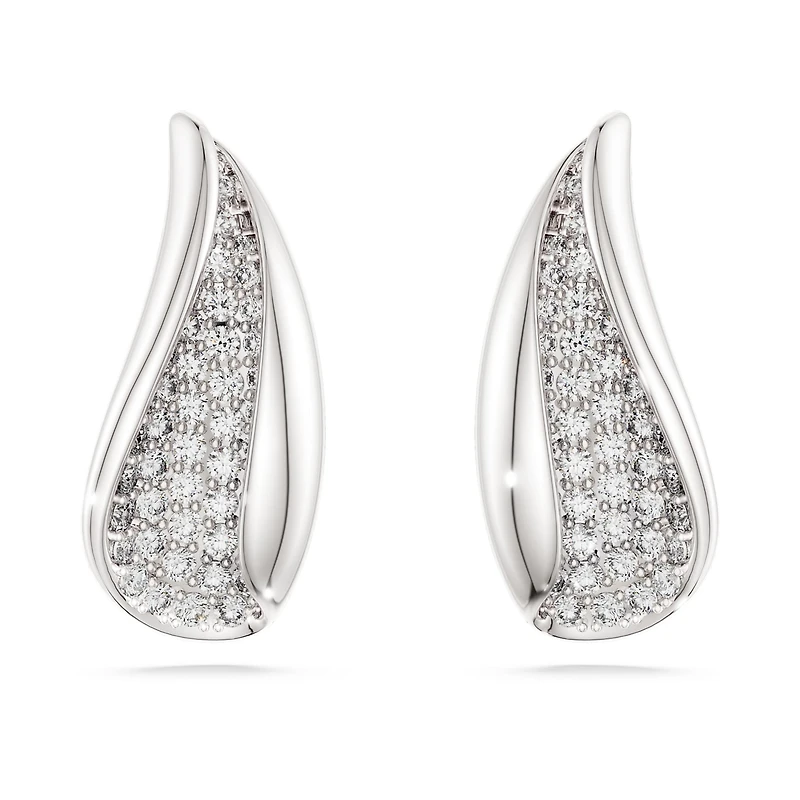 Swarovski Classica drop earrings, Round cut, White, Sterling silver
