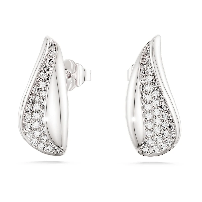 Swarovski Classica drop earrings, Round cut, White, Sterling silver