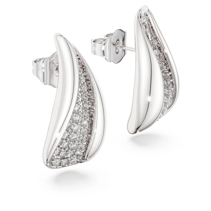 Swarovski Classica drop earrings, Round cut, White, Sterling silver
