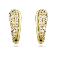 Swarovski Classica hoop earrings, Round cut, White, Sterling silver, 18K gold finish