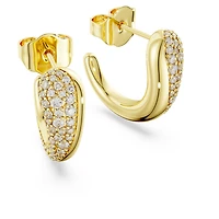 Swarovski Classica hoop earrings, Round cut, White, Sterling silver, 18K gold finish