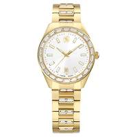 Matrix date watch, Swiss Made, Metal bracelet, gold tone