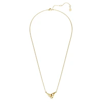 Swarovski Classica pendant, Round cut, Interlocking, White, Sterling silver, 18K gold finish