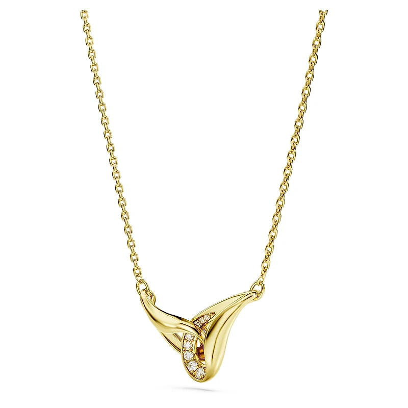 Classica pendant, Round cut, Interlocking, White, Sterling silver, 18K gold finish
