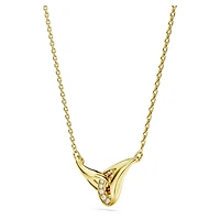 Classica pendant, Round cut, Interlocking, White, Sterling silver, 18K gold finish