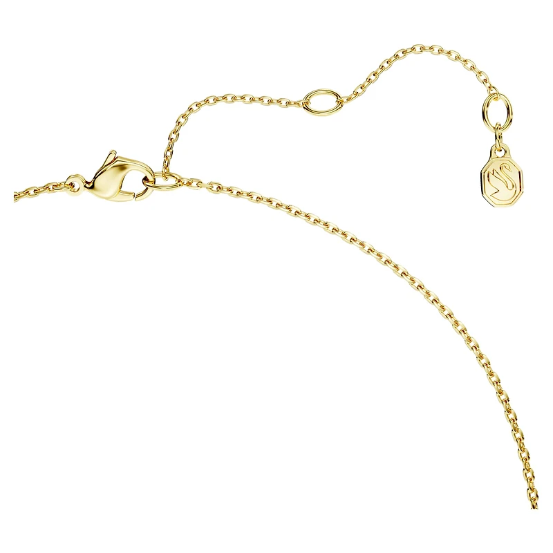 Swarovski Classica pendant, Round cut, Interlocking, White, Sterling silver, 18K gold finish