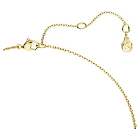 Swarovski Classica pendant, Round cut, Interlocking, White, Sterling silver, 18K gold finish