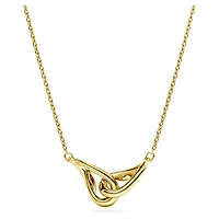 Swarovski Classica pendant, Round cut, Interlocking, White, Sterling silver, 18K gold finish