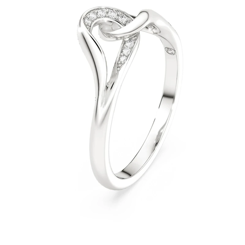 Swarovski Classica ring, Round cut, Interlocking, White, Sterling silver