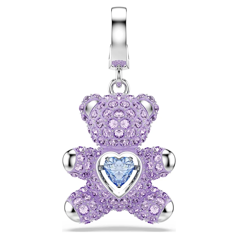 Idyllia charm, Mixed cuts, Teddy, Purple, Rhodium plated by SWAROVSKI