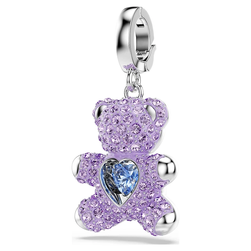 Idyllia charm, Mixed cuts, Teddy, Purple, Rhodium plated by SWAROVSKI