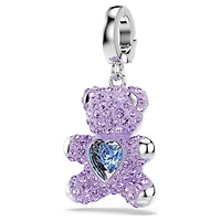 Idyllia charm, Mixed cuts, Teddy, Purple, Rhodium plated by SWAROVSKI