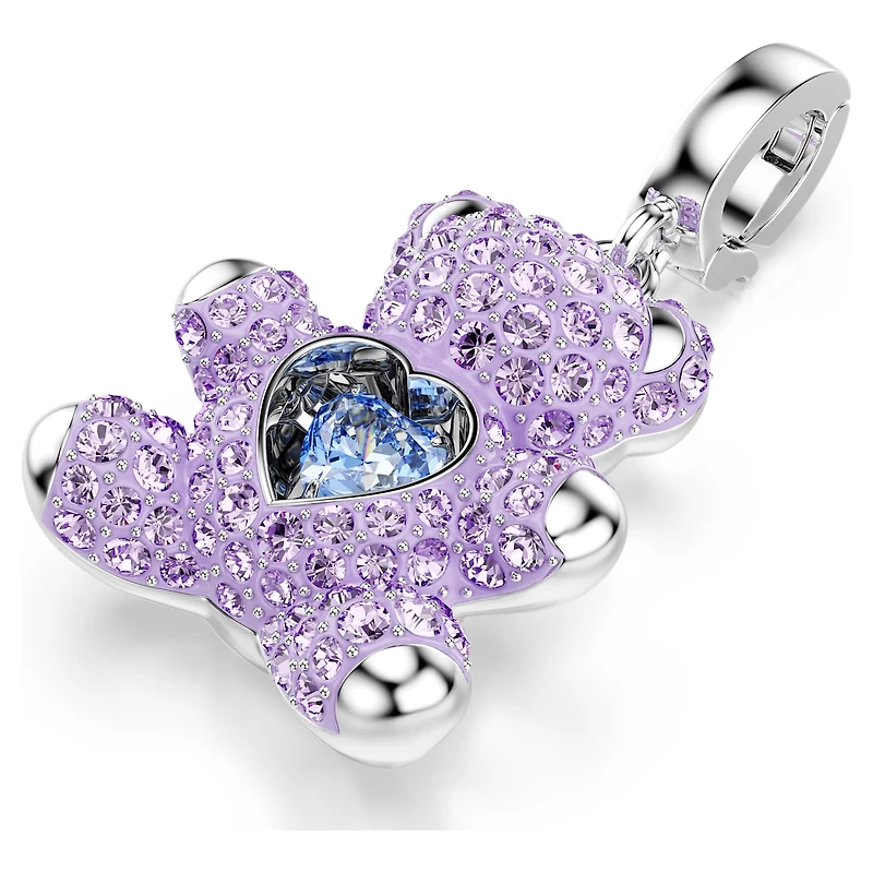 Idyllia charm, Mixed cuts, Teddy, Purple, Rhodium plated by SWAROVSKI