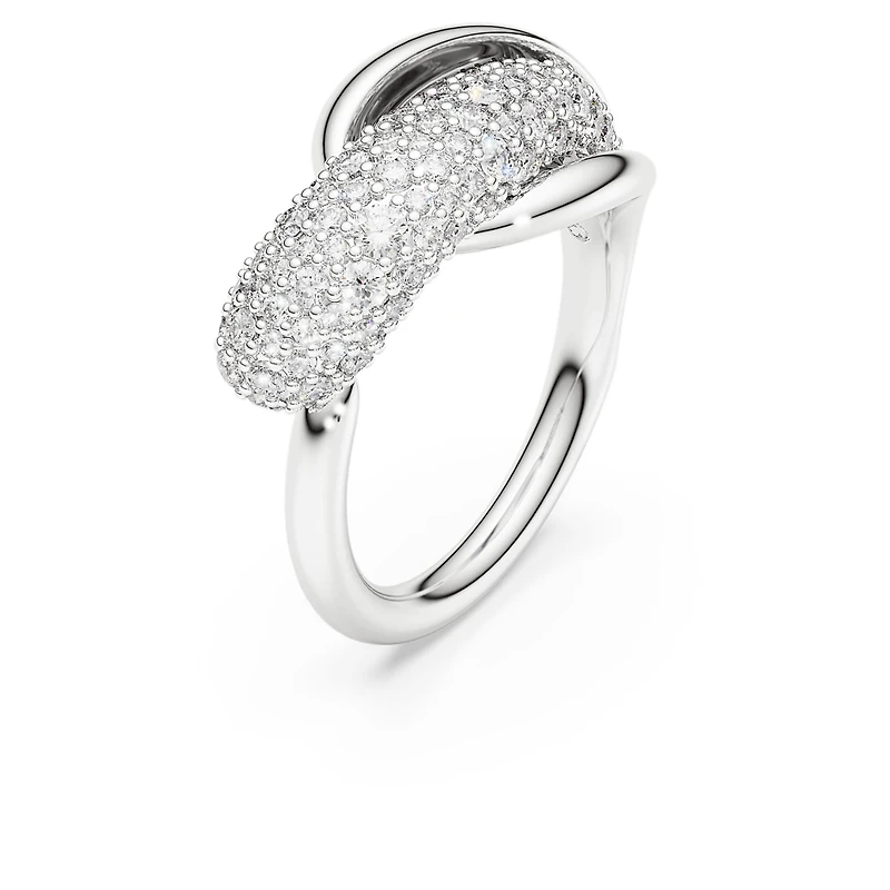 Swarovski Classica cocktail ring, Round cut, White, Sterling silver