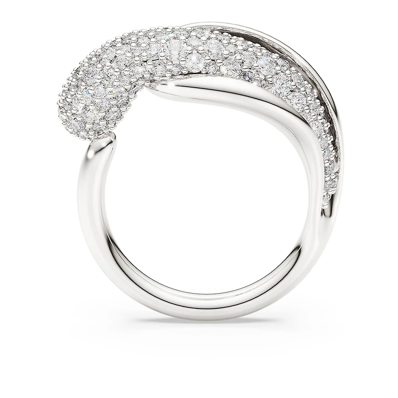 Swarovski Classica cocktail ring, Round cut, White, Sterling silver