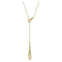 Swarovski Classica Y pendant, Round cut, White, Sterling silver, 18K gold finish