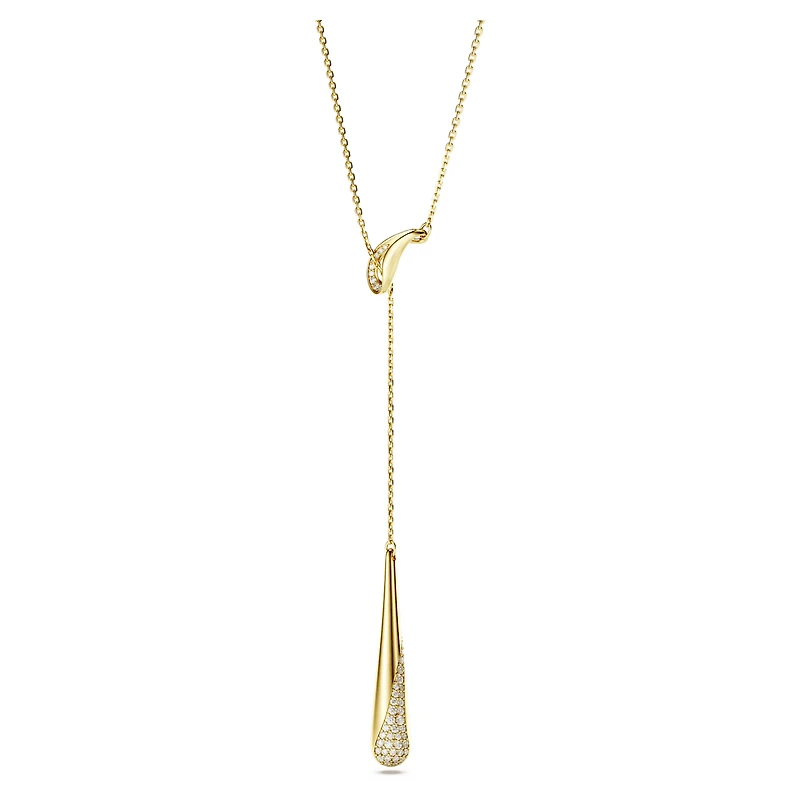 Swarovski Classica Y pendant, Round cut, White, Sterling silver, 18K gold finish