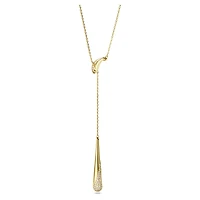 Swarovski Classica Y pendant, Round cut, White, Sterling silver, 18K gold finish