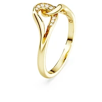 Swarovski Classica ring, Round cut, Interlocking, White, Sterling silver, 18K gold finish