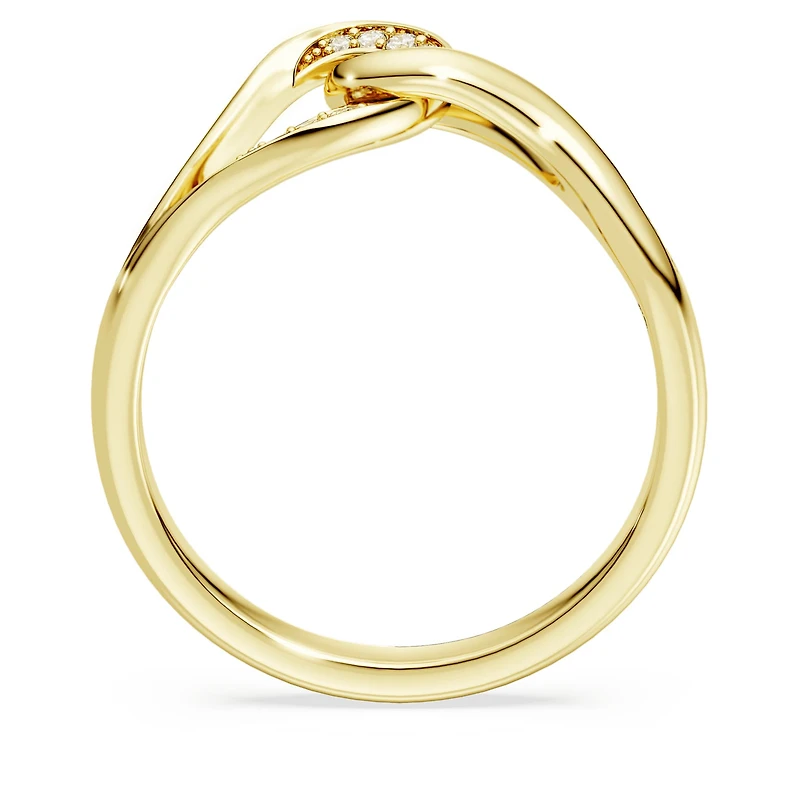 Swarovski Classica ring, Round cut, Interlocking, White, Sterling silver, 18K gold finish