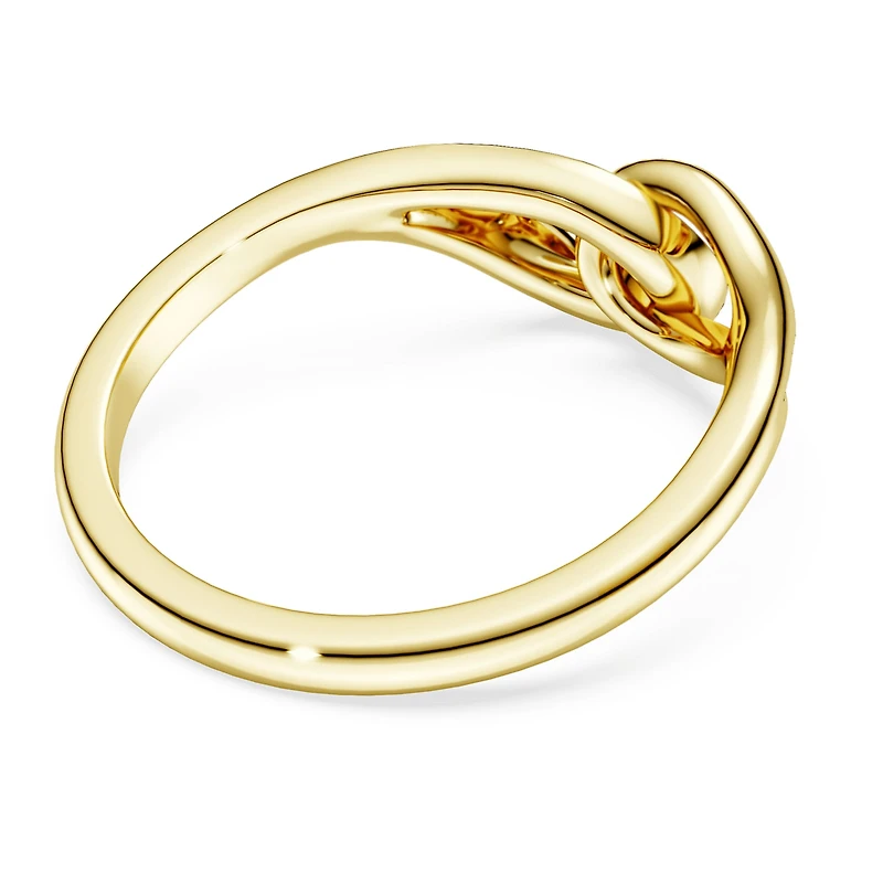 Swarovski Classica ring, Round cut, Interlocking, White, Sterling silver, 18K gold finish