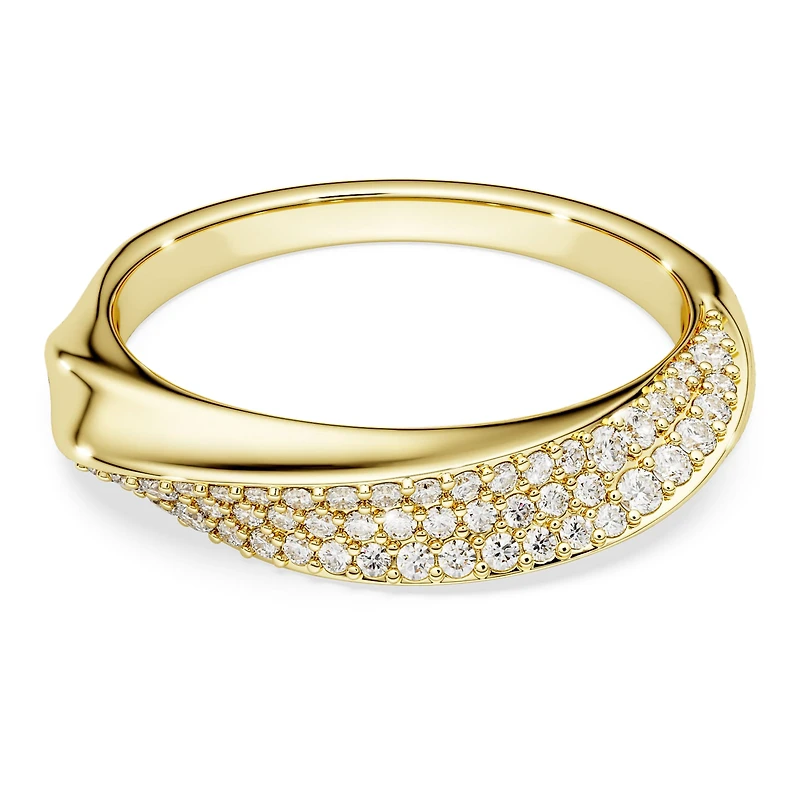 Swarovski Classica band ring, Round cut, White, Sterling silver, 18K gold finish