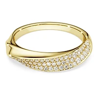 Swarovski Classica band ring, Round cut, White, Sterling silver, 18K gold finish