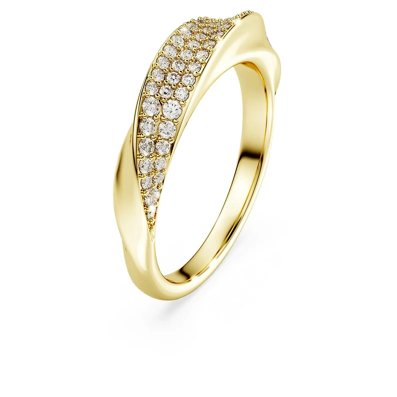 Swarovski Classica band ring, Round cut, White, Sterling silver, 18K gold finish