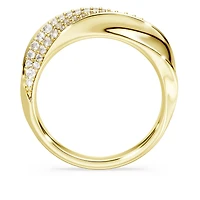 Swarovski Classica band ring, Round cut, White, Sterling silver, 18K gold finish
