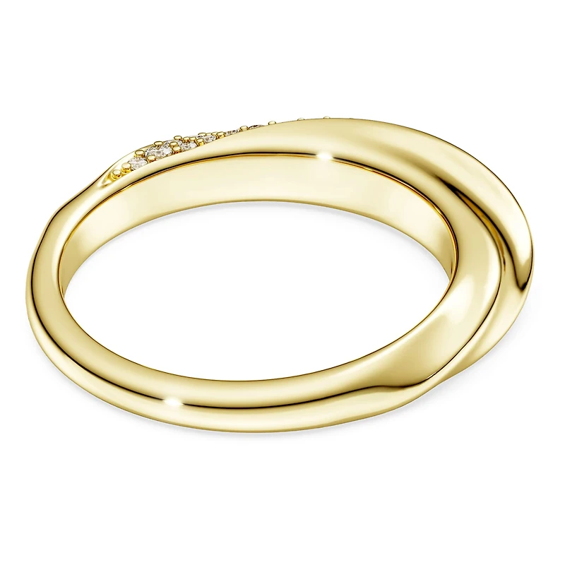 Swarovski Classica band ring, Round cut, White, Sterling silver, 18K gold finish
