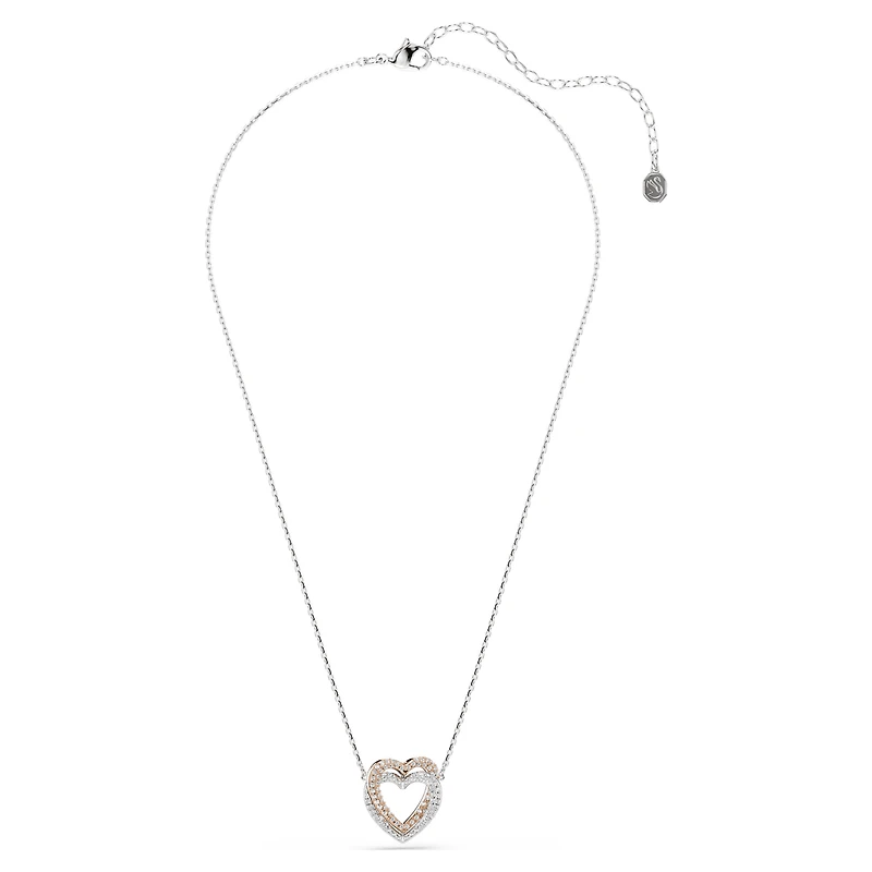 Hyperbola necklace, Round cut, Heart, White, Mixed metal finish