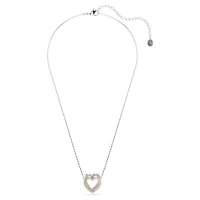 Hyperbola necklace, Round cut, Heart, White, Mixed metal finish