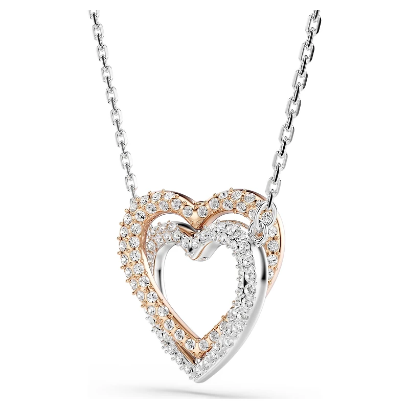 Hyperbola necklace, Round cut, Heart, White, Mixed metal finish