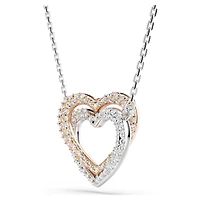 Hyperbola necklace, Round cut, Heart, White, Mixed metal finish