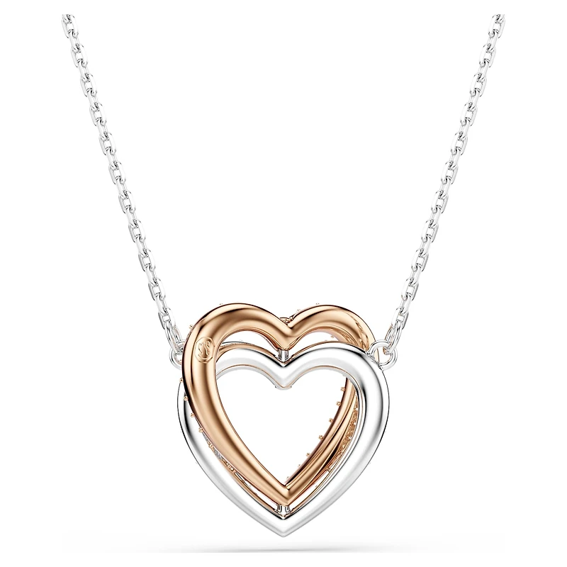 Hyperbola necklace, Round cut, Heart, White, Mixed metal finish