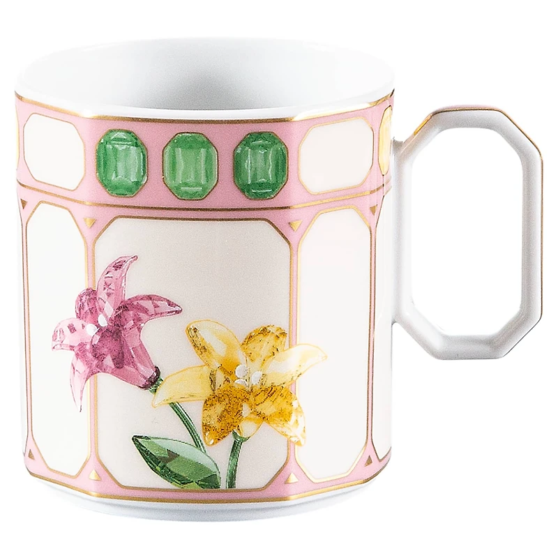 Idyllia coffee cup with saucer, Porcelain, Crystal print motif, flower, Multicoloured by SWAROVSKI