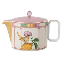Idyllia teapot, Porcelain, Crystal print motif, Bird, Multicoloured by SWAROVSKI