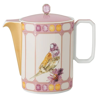 Idyllia coffee pot, Porcelain, Crystal print motif, Bird, Multicolored