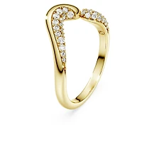 Swarovski Classica open ring, Round cut, White, Sterling silver, 18K gold finish
