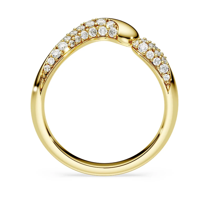 Classica open ring, Round cut, White, Sterling silver, 18K gold finish