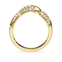 Swarovski Classica open ring, Round cut, White, Sterling silver, 18K gold finish